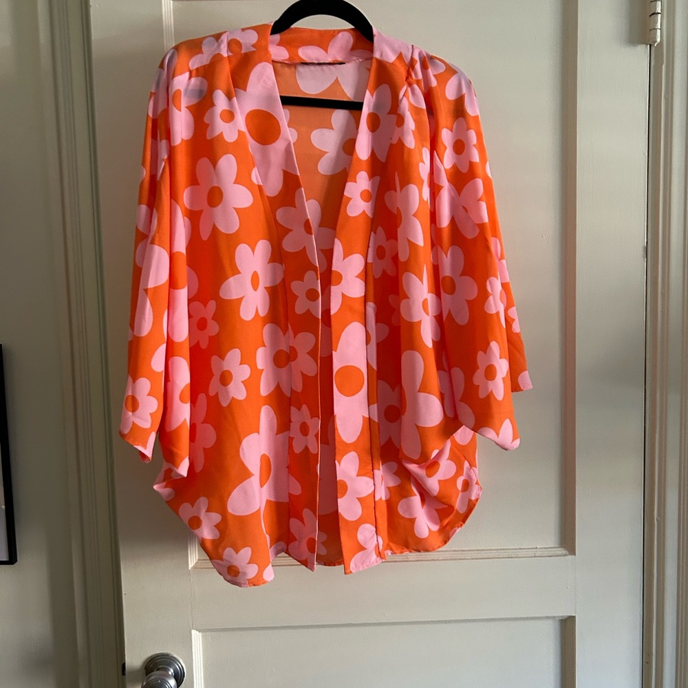 Floral Orange and Pink Women's Top